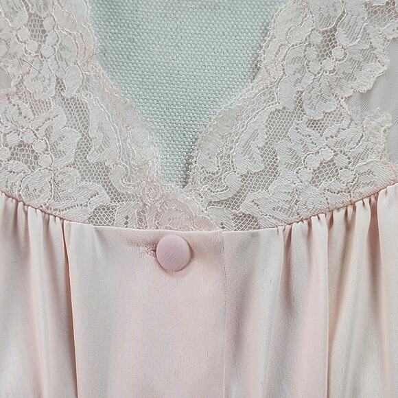 VTG Shadowline Housecoat Women’s Medium Pink Embroidered Full Length Day Robe - Picture 8 of 15